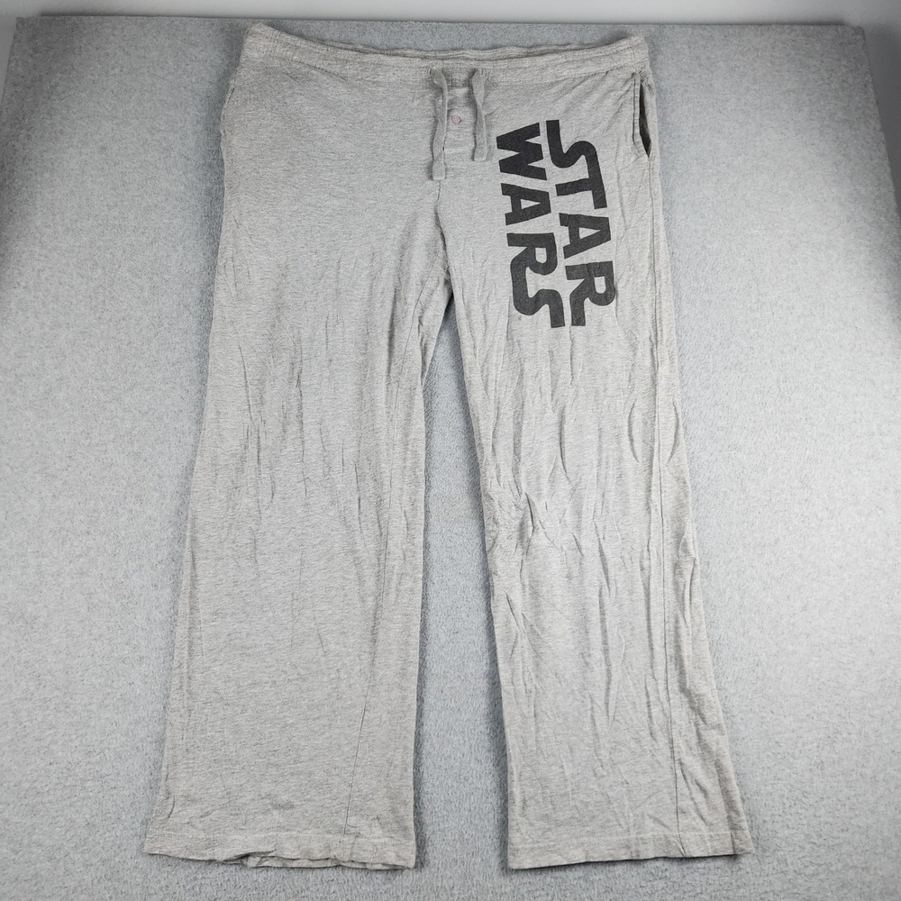 Star Wars Pajama Pants Men XL Gray Heather Graphic Logo Drawstring Sleepwear